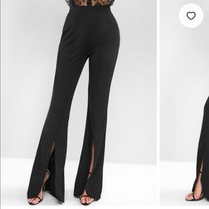 High Waisted Slit Flare Pants